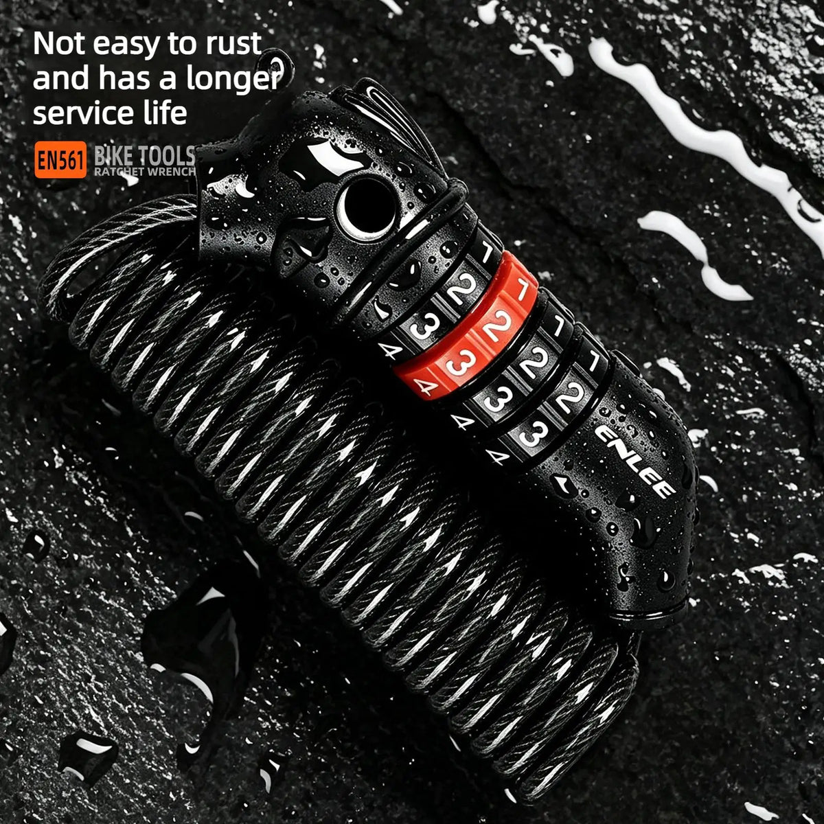 ENLEE New 150cm Stretchable Coiled Steel Wire Lock 4 Digit Password Anti Rust Helmet Lock For Bike Motorcycle Scooter Helmets by InterCyprus Trading Ltd