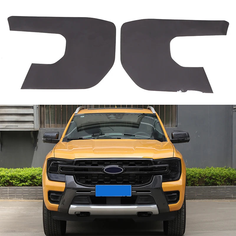 Două bucăți folie neagră TPU pentru faruri Ford Ranger 2023
