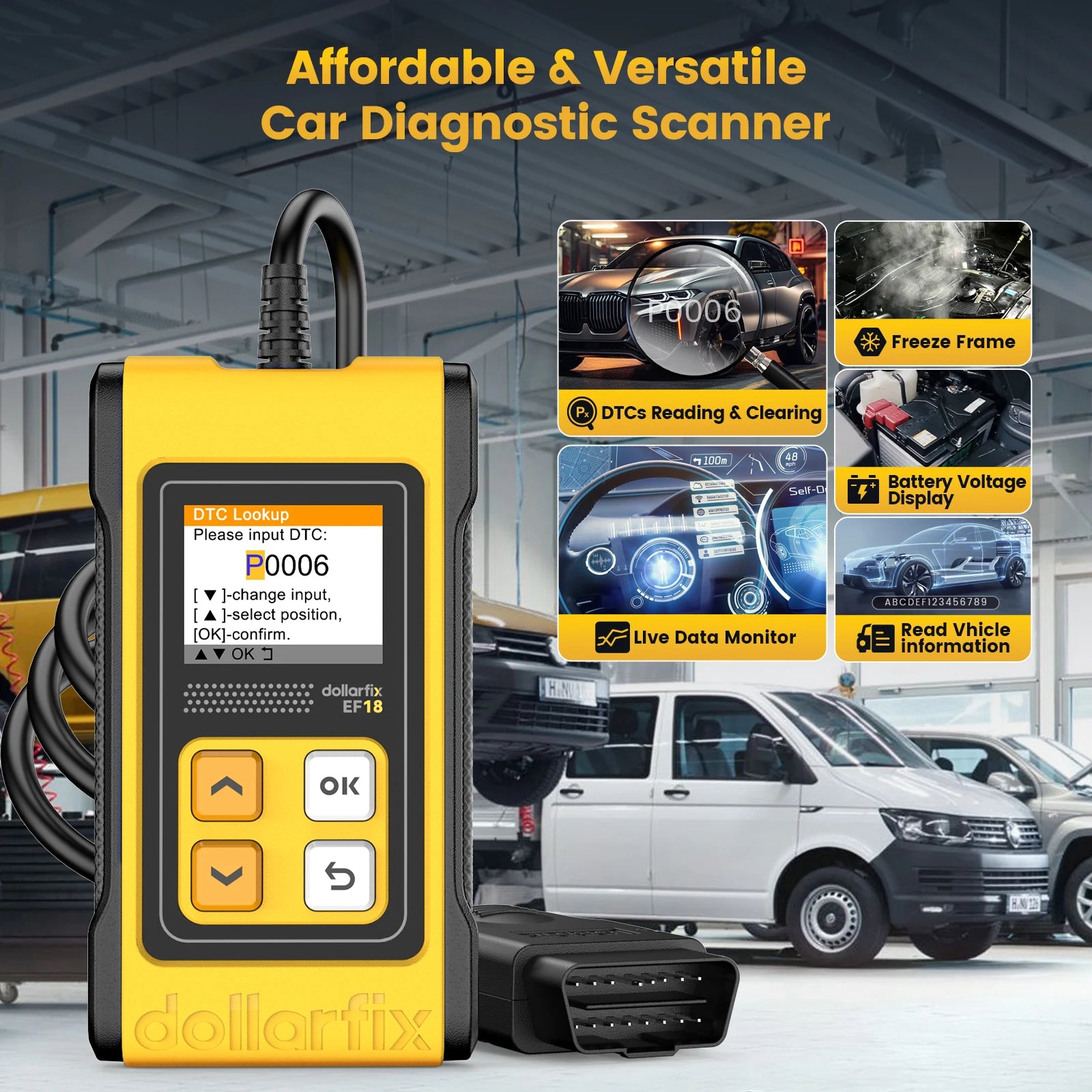 DollarFix EF18 OBD2 Scanner &ndash; Lifetime Free Updates