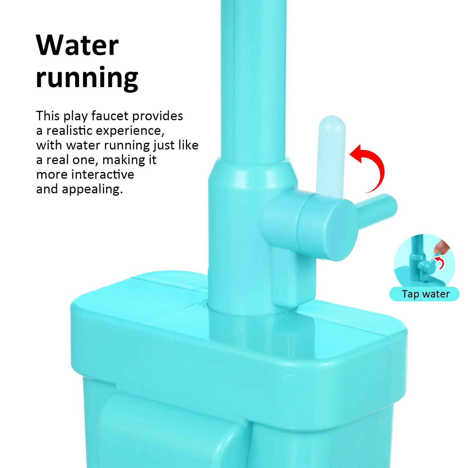 GSF Kitchen Sink Toy with Running Water Faucet for Imaginative Play