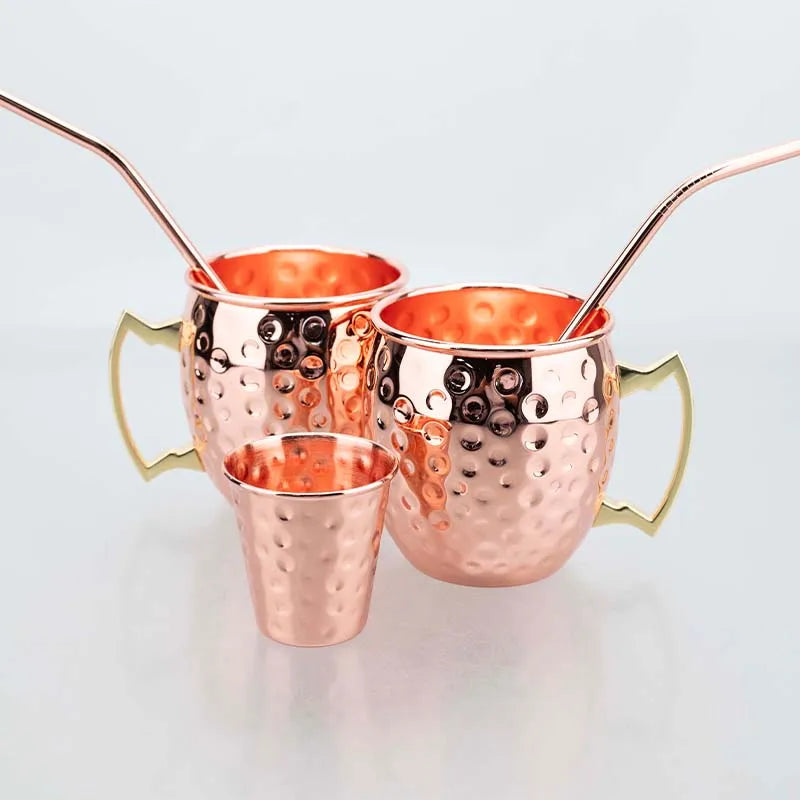 Moscow Mule Mug Set Hammered Copper 350ml &ndash; Hammered Finish