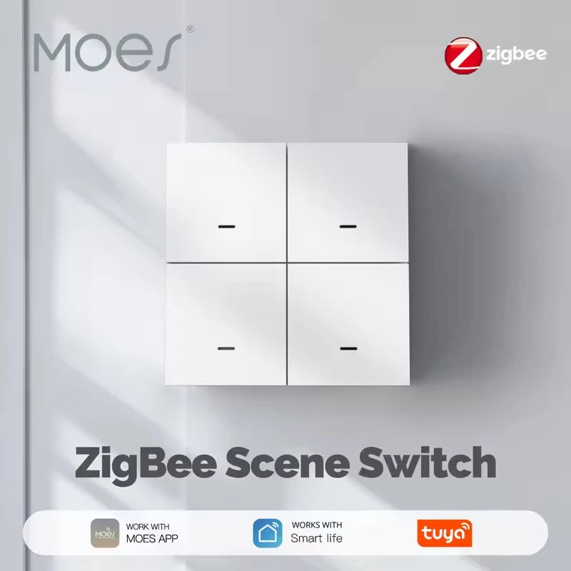 MOES 4 Gang Tuya ZigBee Wireless Scene Switch Controller 3 pcs / 12 Scene Switch / CHINA