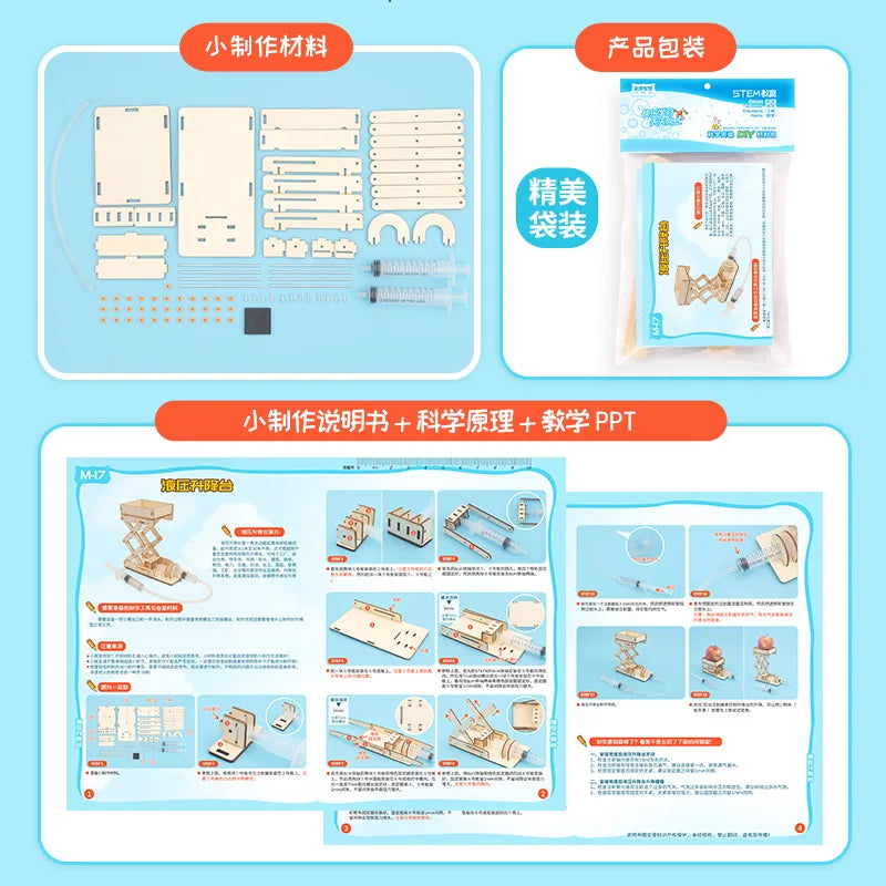 Kit d'ascenseur hydraulique STEM DIY pour enfants Jouet éducatif