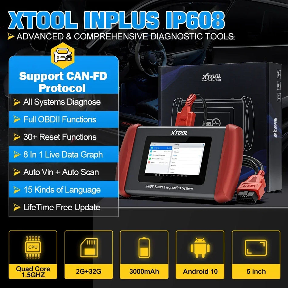 XTOOL IP608 OBD2 Car Diagnostic Scanner With Full System Reset Functions
