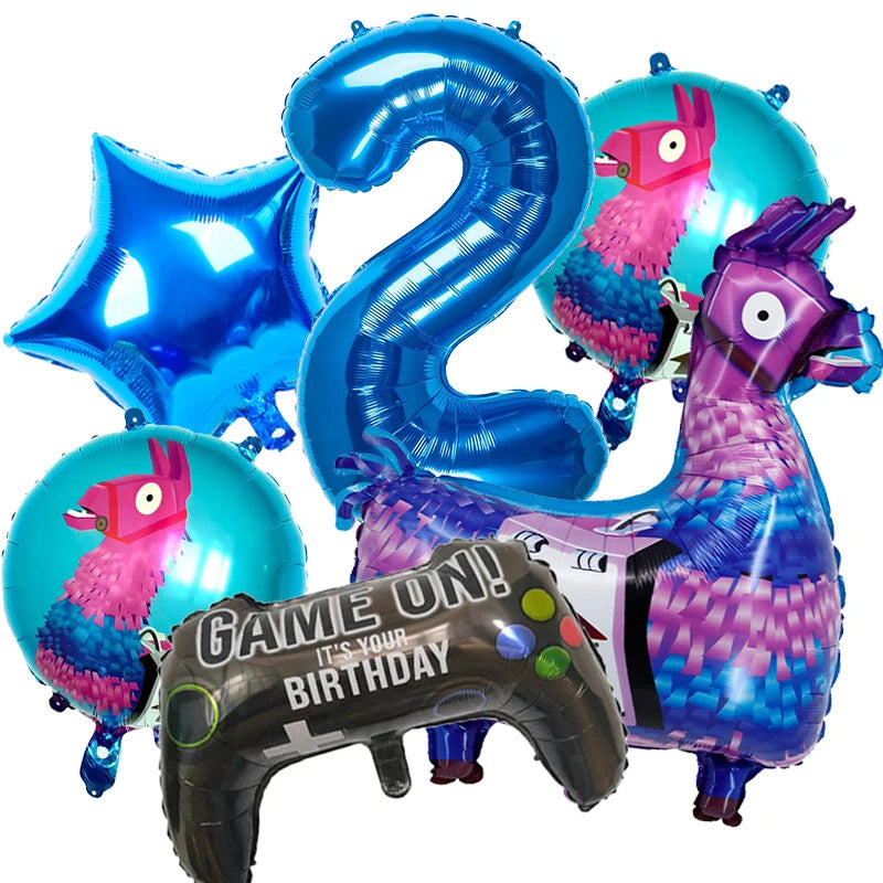 Fortnition Themed Birthday Party Supplies - Cartoon Alpaca &amp; Llama Decorations Balloons-6pcs-2 / CHINA