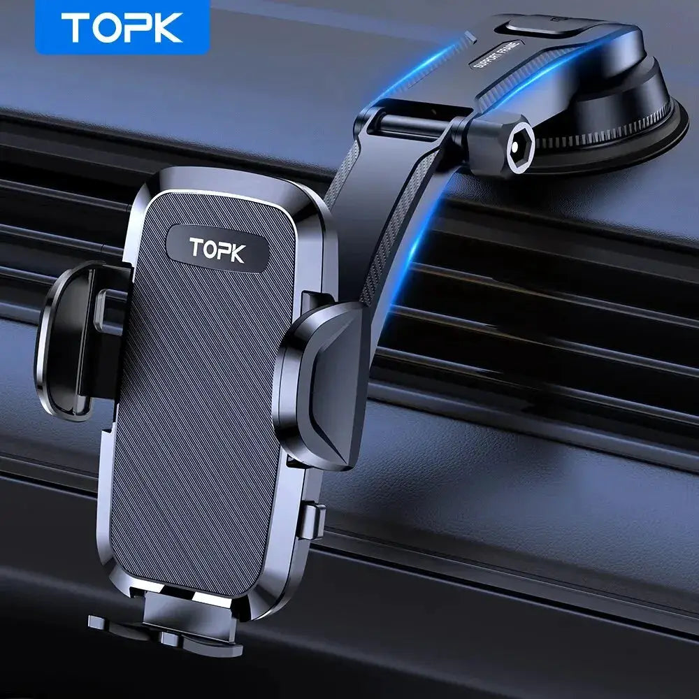 TOPK Car Phone Holder Mount 2-IN-1 Handsfree Stand Phone Holder for Dashboard & Air Vent Compatible with iPhone Samsung Android by InterCyprus Trading Ltd