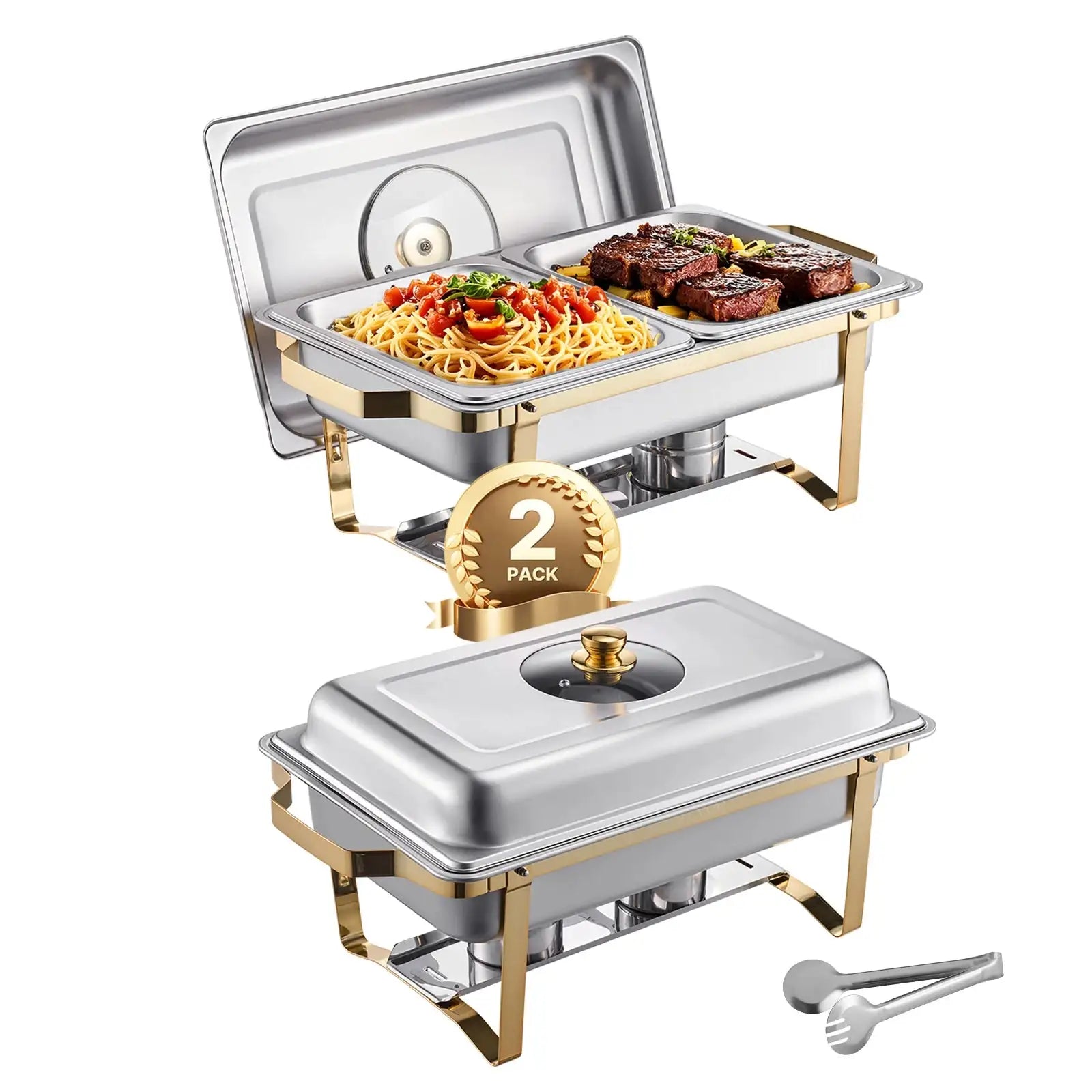Rectangular Chafing Dish Buffet Set Half Size Pans 2 pack / United States