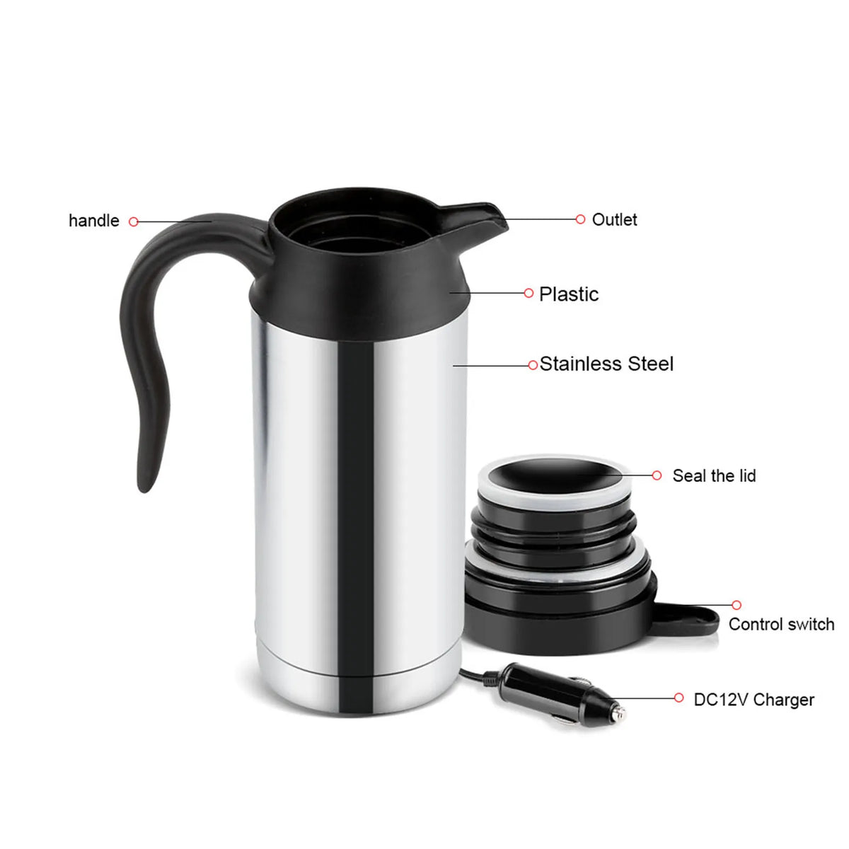 12V 750ML Car Heating Cup Stainless Steel &ndash; Rapid Heating