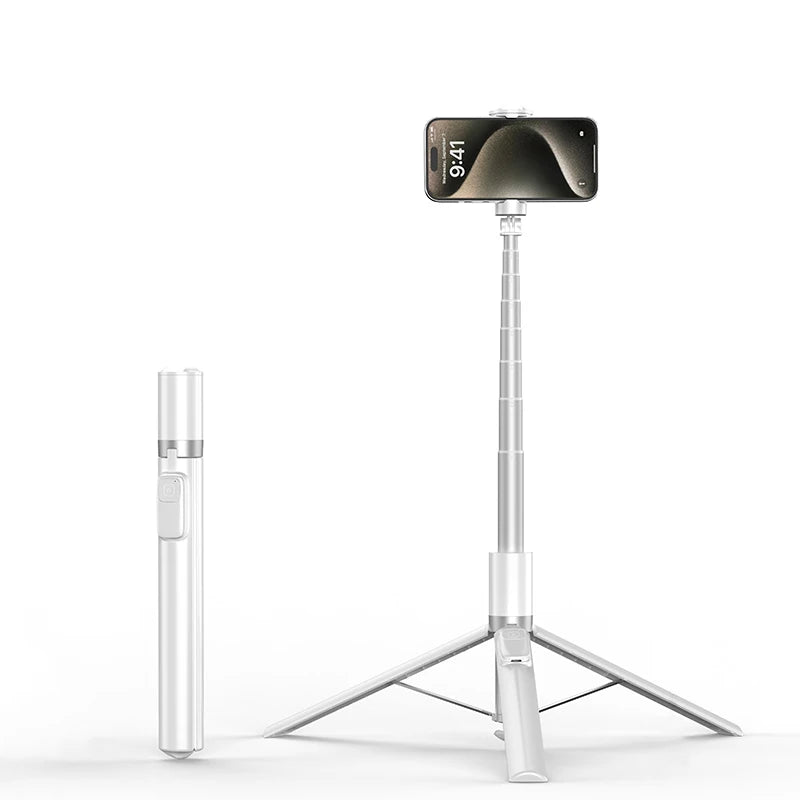 CrownQu X96 &ndash; Lightweight Telescopic Selfie Stick with Bluetooth Remote White