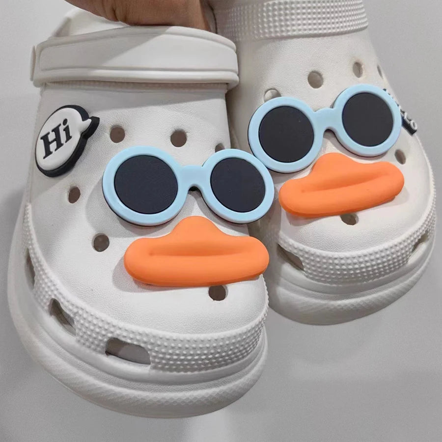 Funny Face PVC Sausage Mouth Charms Set for Clogs and Sandals Blue / CHINA