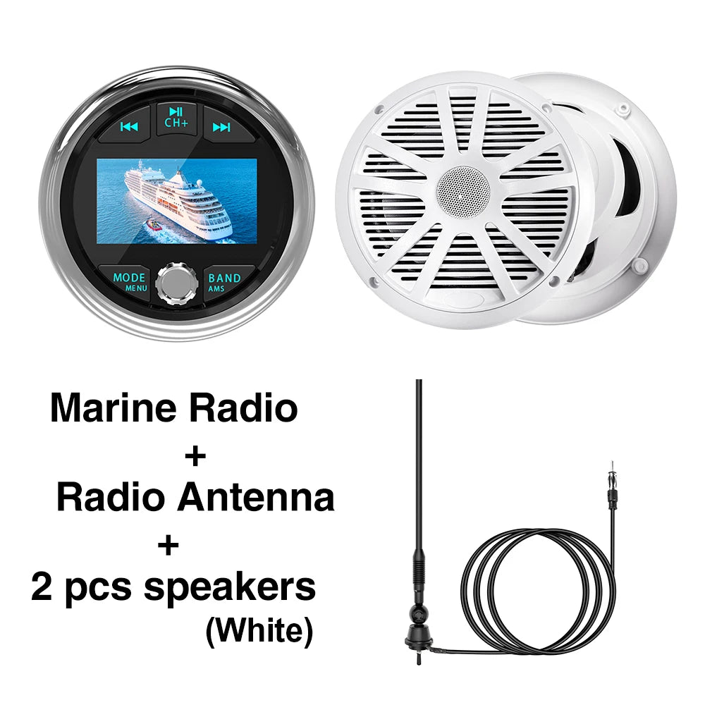 MS-50RV-1 Motor MP5 Radio Stereo &ndash; Bluetooth IPX5 Marine Radio White Ant