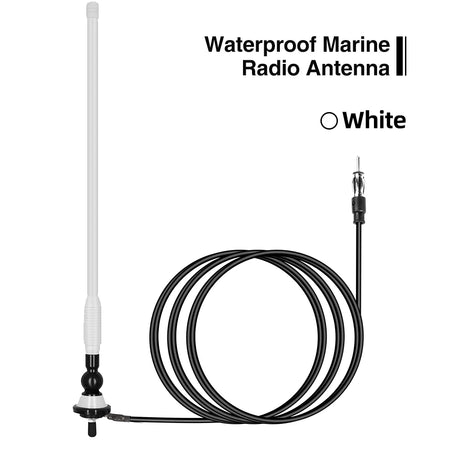 AKAMATE Boat Radio Antenna - 10 Mile Range Flexible WHITE