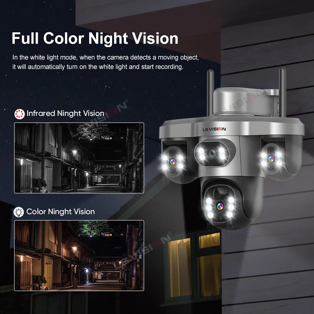 LS VISION V380 PRO 3 Lens WiFi Solar Camera 4G 15MP Security CCTV Waterproof Night Vision Two-Way Audio Camera Mobile Tracking I