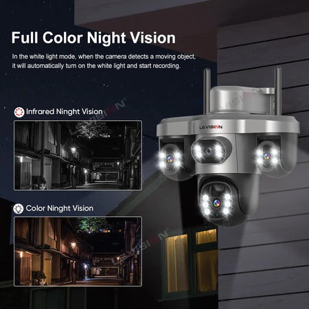 LS VISION V380 PRO 3 Lens WiFi Solar Camera 4G 15MP Security CCTV Waterproof Night Vision Two-Way Audio Camera Mobile Tracking I