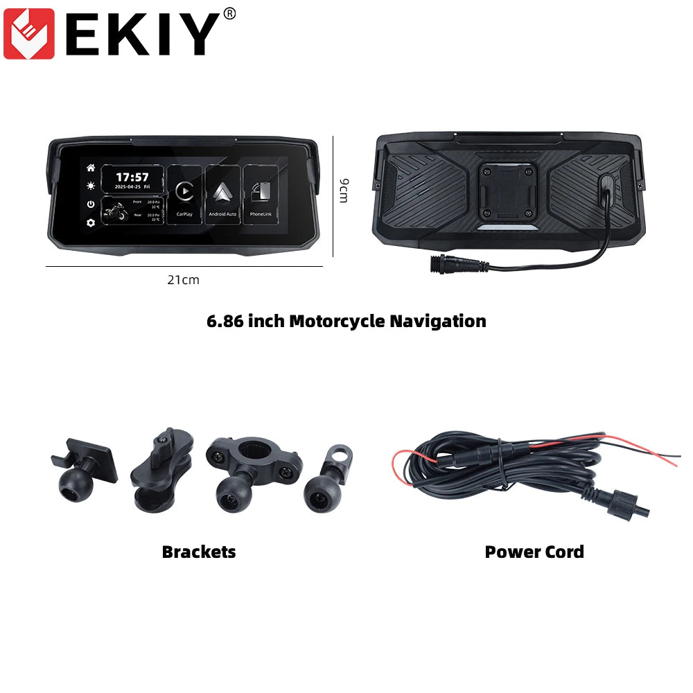 EKIY 6.86 Inch Motorcycle GPS &ndash; Wireless CarPlay and Android Auto Compatibility M12 / None