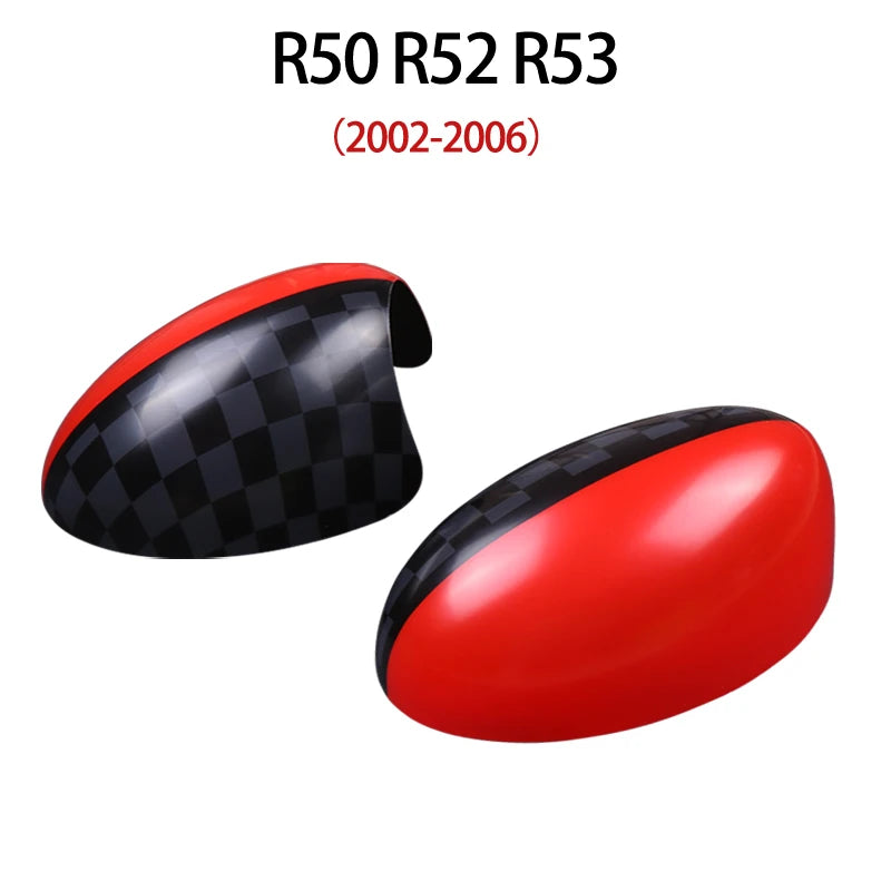 Mini Cooper R50 R52 R53 Black Flag Rear View Mirror Covers - 2PCS Decorative Accessories For JCW / R50 R52 R53 02 to 06 / Left hand Drive
