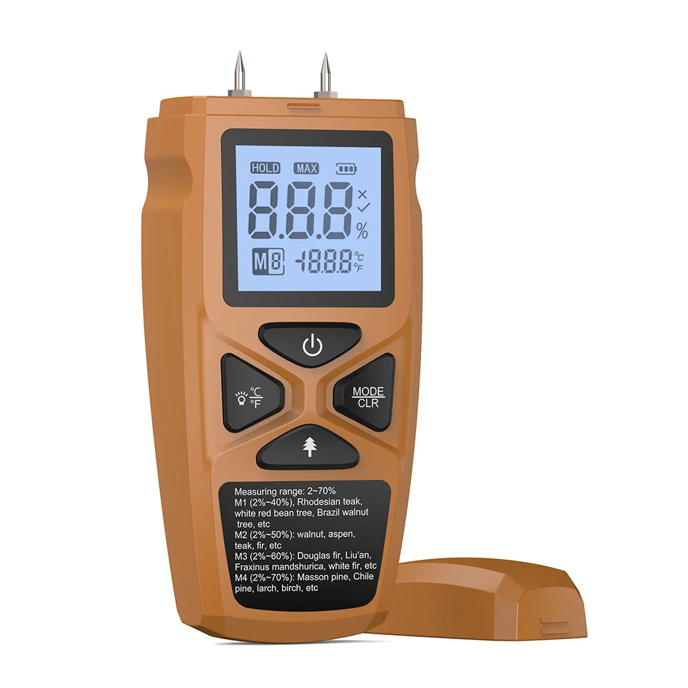 Digital Moisture Meter Wood Detector &ndash; LCD Hygrometer Champagne