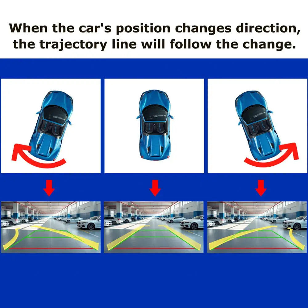 Dual Signal Dynamic Trajectory Backup Camera, 170° Wide View Adjustable Mount, Starlight Night Vision IP67 Waterproof Switchable by InterCyprus Trading Ltd