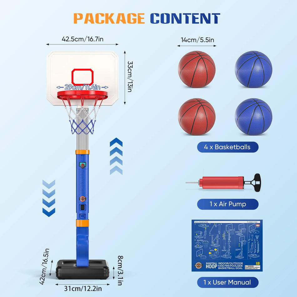 Výškově nastavitelný mini basketbalový koš s míčem pro děti