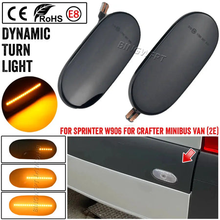6PCS Turn Signal Lights For Mercedes-Benz Sprinter W906 2006-2018 Crafter 2006-2016 LED Dynamic Side Marker Indicator Lamp by InterCyprus Trading Ltd