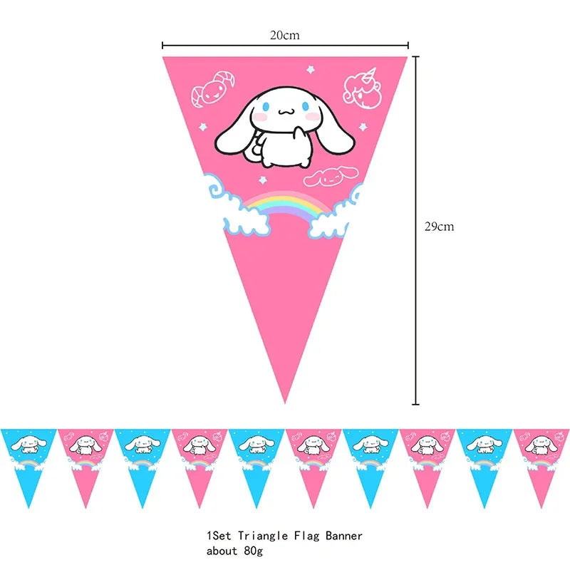 Cinnamoroll Kids Birthday Party Tableware Set Flag 10Pcs