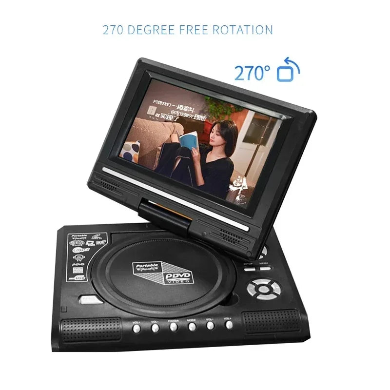 7.8 inch Mini DVD CD Player - Portable &amp; Rotatable Screen