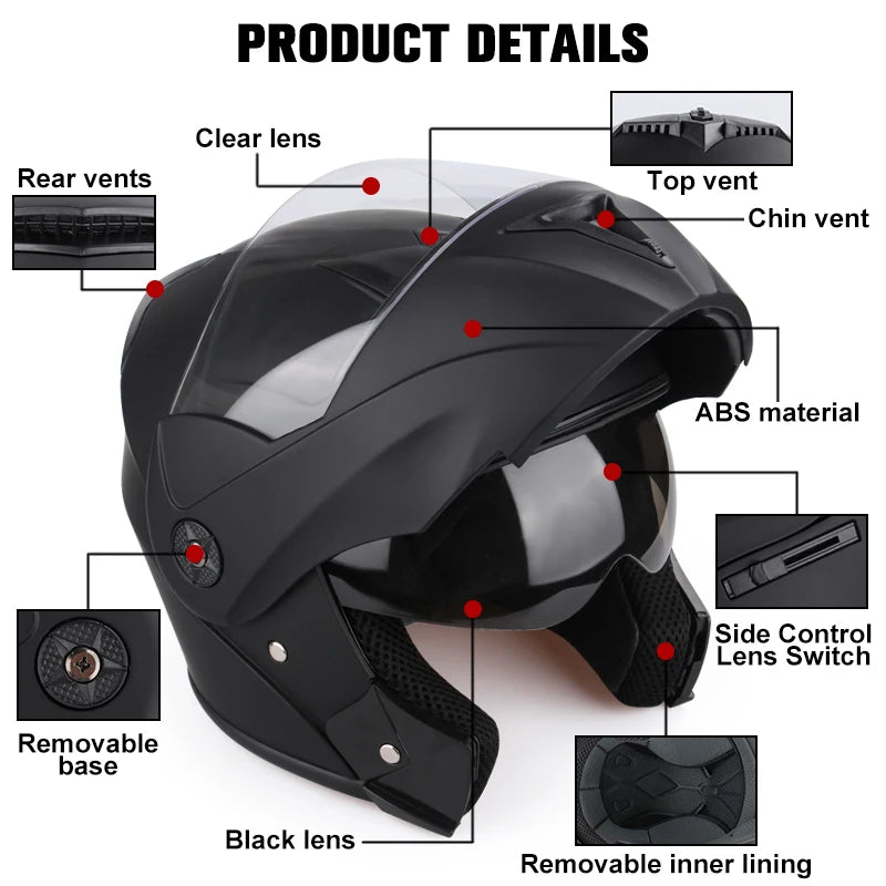 Uchoose Double Lens Modular Flip Helmet &ndash; DOT Certified
