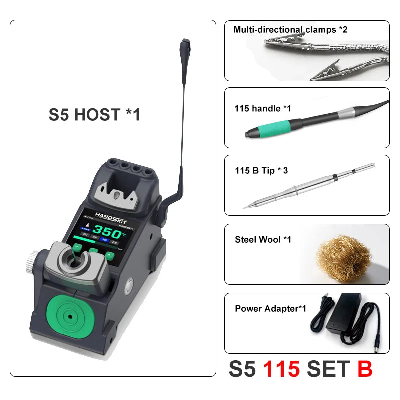 3-In-1 S5 Intelligent Soldering Station &ndash; Auto Sleep 120W S5 115 SET B / EU 220V Plug