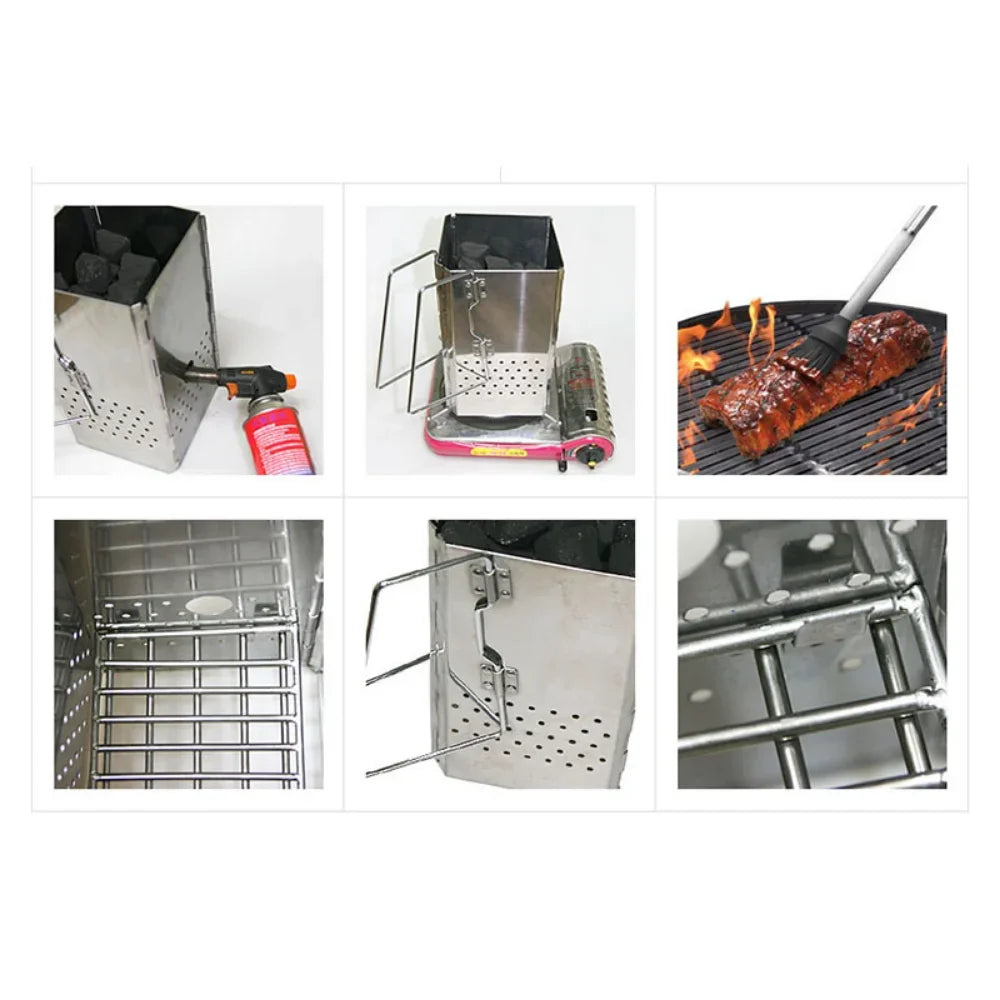 GRILL GURU Portable Stainless Steel Charcoal Starter for Outdoor Barbecues