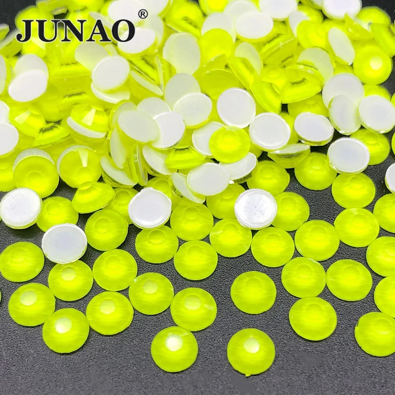 JUNAO SS6 SS8 SS10 SS12 SS16 SS20 &ndash; Vibrant Neon Yellow Glass Rhinestones for Nail Art