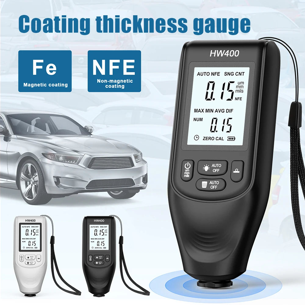 HW400 Car Coating Thickness Gauge - Calibrated With Sheets