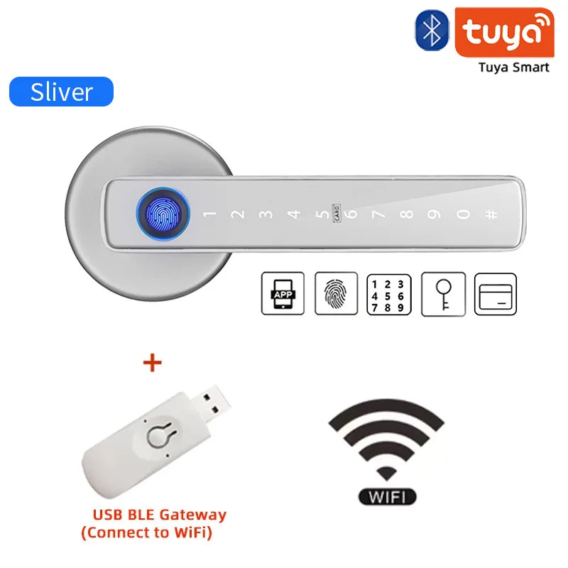 XSDTS M5 Smart Fingerprint Lock F2 Silver Gateway