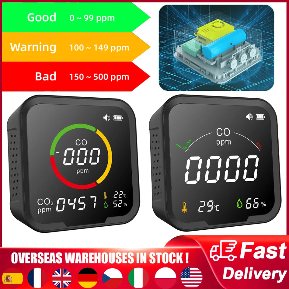Testeur de Qualité de l'Air Intelligent 4 En 1 Mètre CO2 Temp Humidité LCD