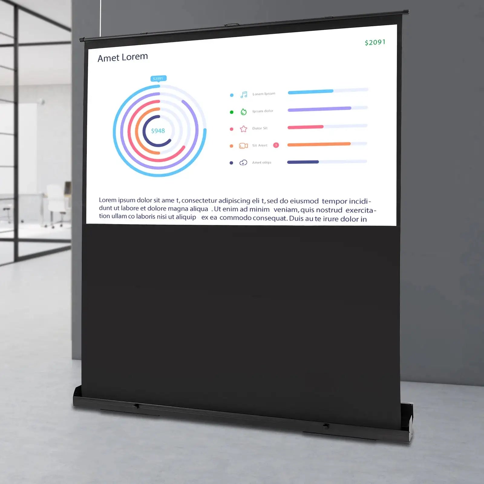 80 Inch Portable Projection Screen 1.2 Gain &ndash; Floor Stand