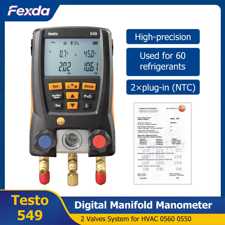 Testo 549 Digitālais Manifolds Manometrs HVAC Dzesēšanas Spiedienam