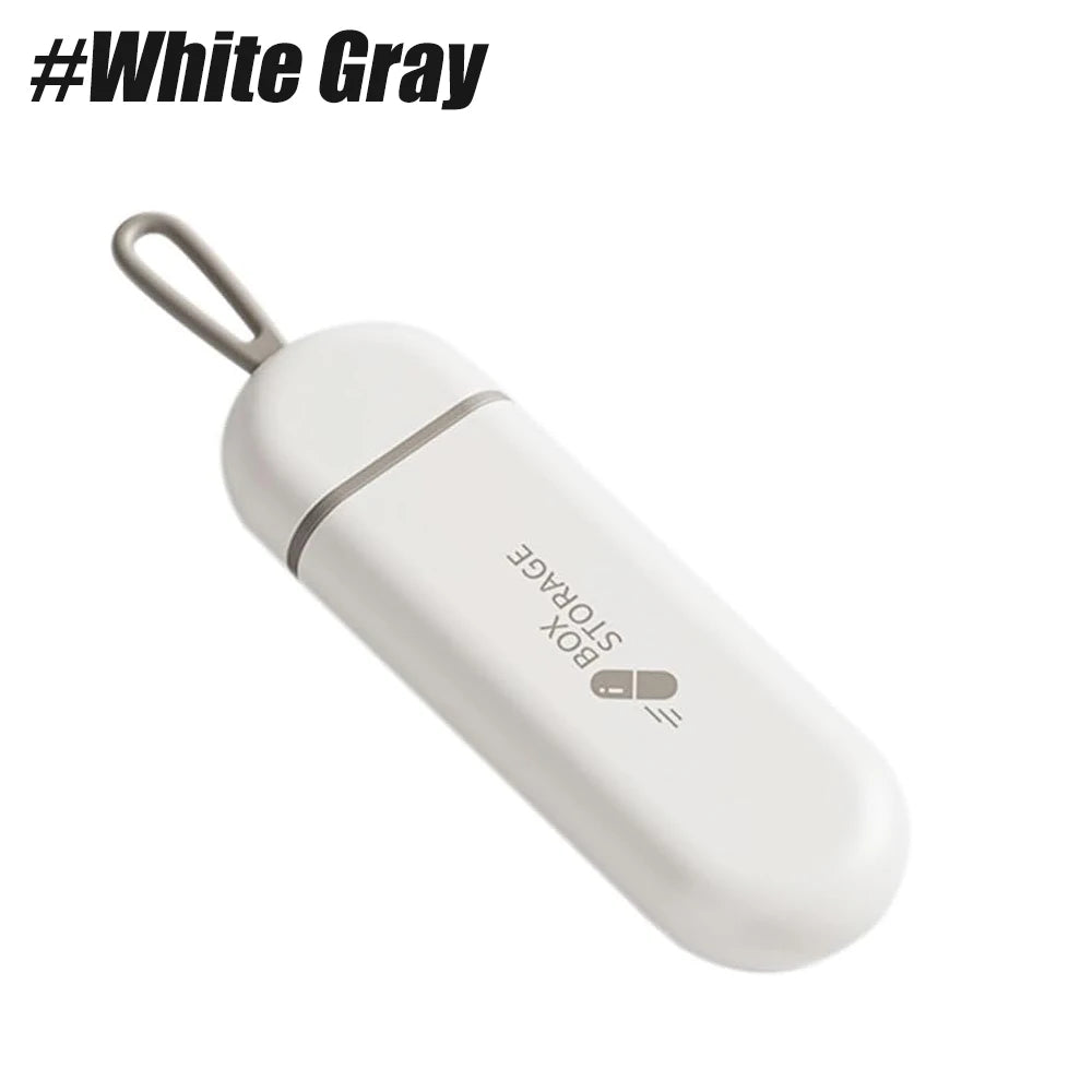 Portable Mini Pill Case &ndash; Waterproof Travel Organizer for Daily Medication White Gray