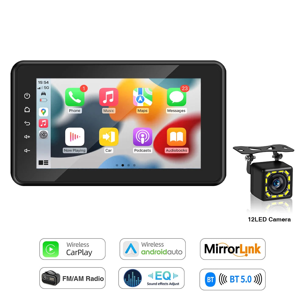 AKAMATE MS-80RV &ndash; 8 Inch Waterproof CarPlay Android Auto 8inch 12LED