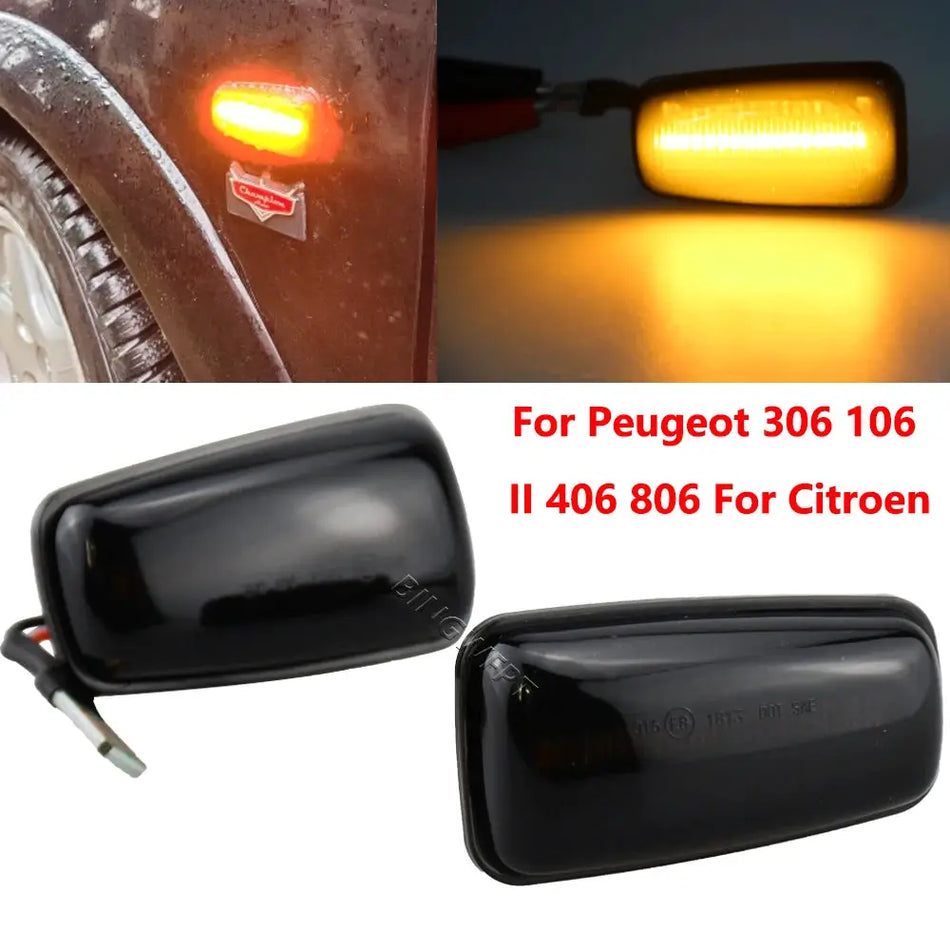 2Pcs Dynamic Side Marker Light Turn Signal Lamp LED Flashing For Peugeot 306 106 406 806 For Citroen XM ZX Break Xsara Xantia by InterCyprus Trading Ltd