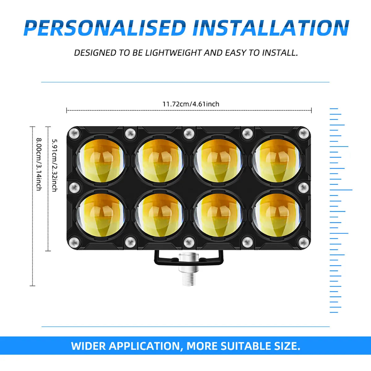 KEVANLY 6/8/10 LED Motorcycle Spotlights &ndash; Dual Color High Low Beam Fog Light