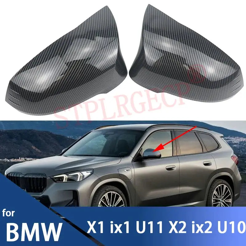 Carbon Fiber Black Mirror Cover M Style Car Side Rearview Mirror Cover Cap Trim for BMW X1 Ix1 U11 X2 Ix2 U10 LHD by InterCyprus Trading Ltd