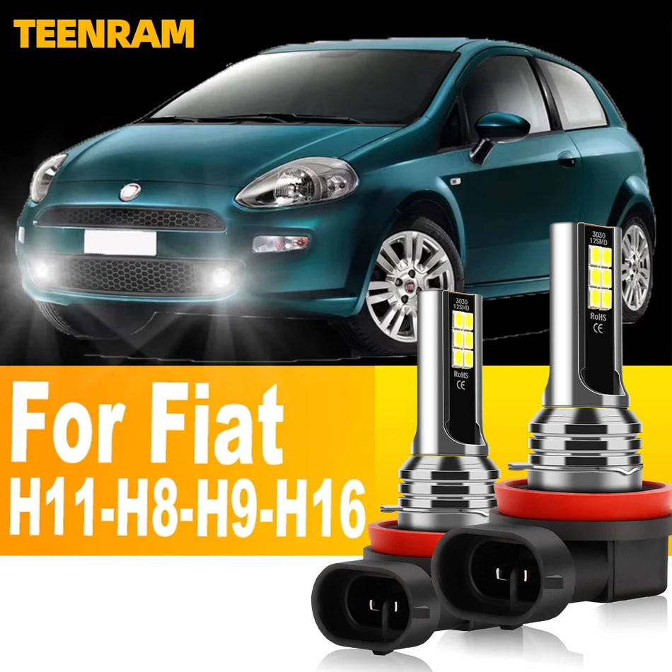 Kit de Luz de Nevoeiro LED Fiat Punto Evo Bravo Tipo para H8, H9, H11, H16 JP, 6000K Branco, 12V, 3030SMD