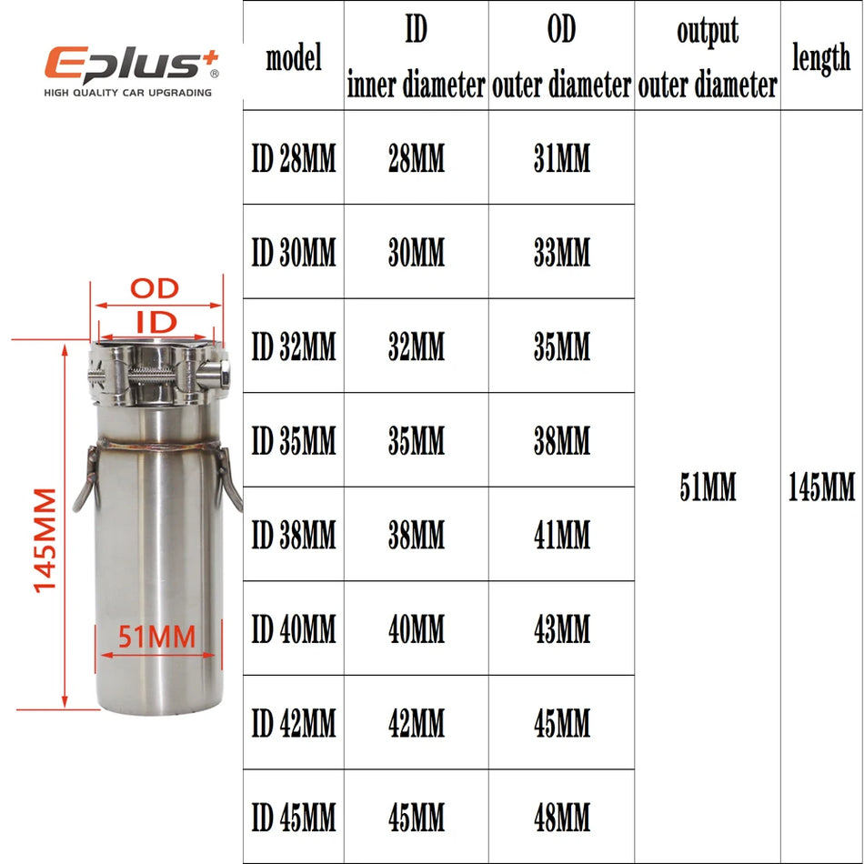 Exhaust Pipe Middle Section Adapter Stainless Steel 51mm Reducer for Eplus+