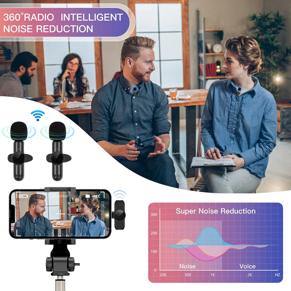 OLOPKY Mini Wireless Lavalier Microphone for iPhone and Android Devices