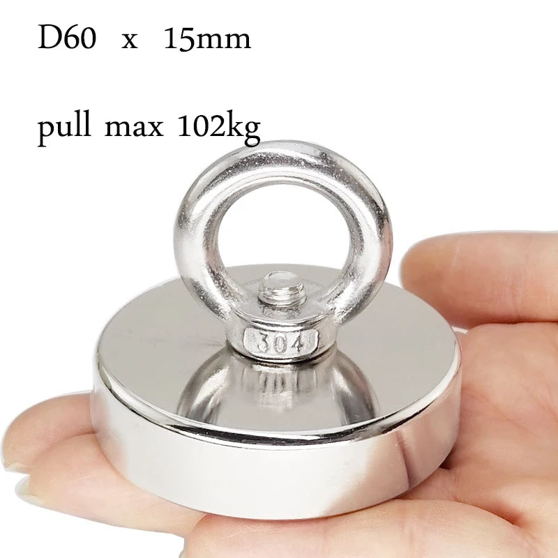 Fishing Magnet &ndash; Super Strong 771lb Pull Force Rare Earth Neodymium D60mm 2.36inch