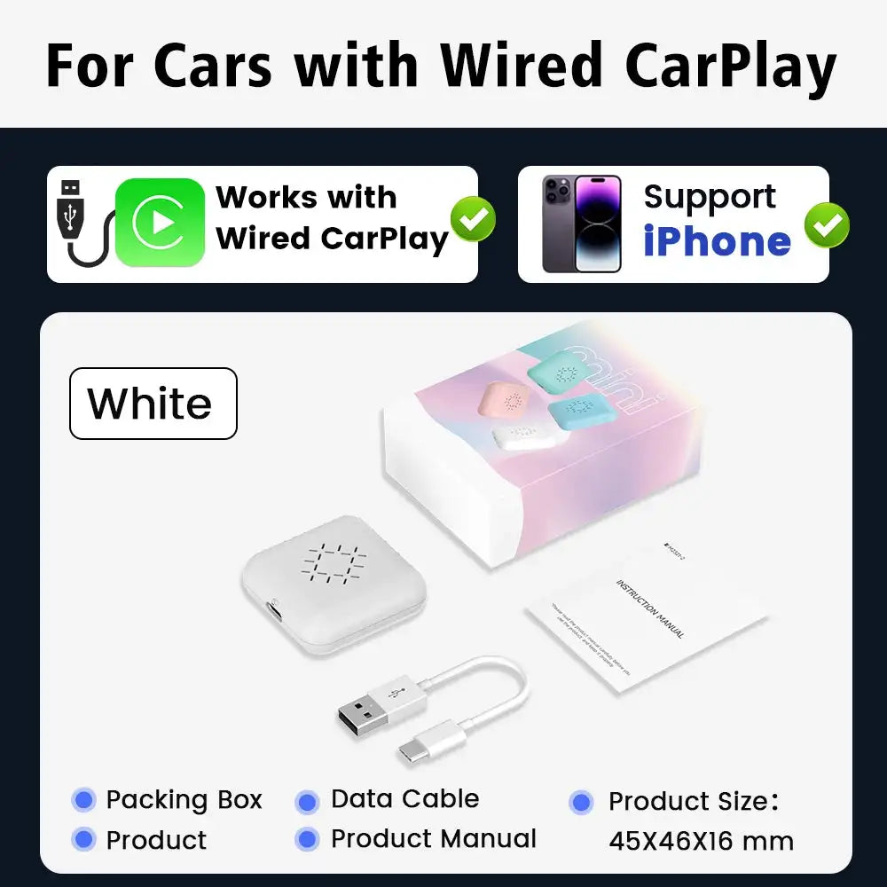 Carlinkit 3.0 Mini CarPlay Wireless Adapter Toyota Camry Mini3 White