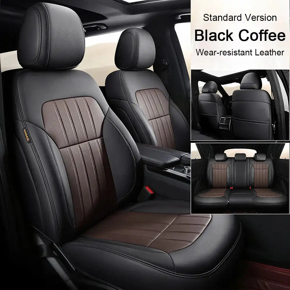 Tesla Model S Nappa Leather Seat Covers Full Set 2016 2021 Black N Dark Brown