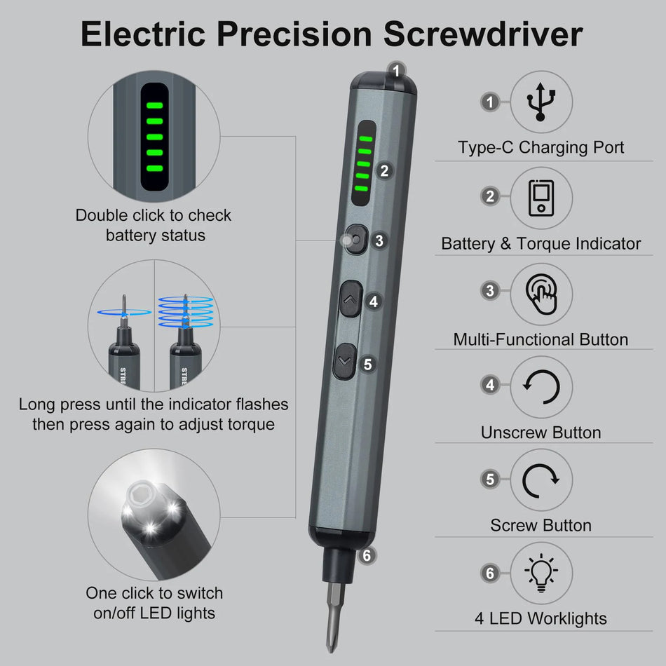 Precision Electric Screwdriver Set 68 in 1 &ndash; Cordless Multifunctional Repair Kit