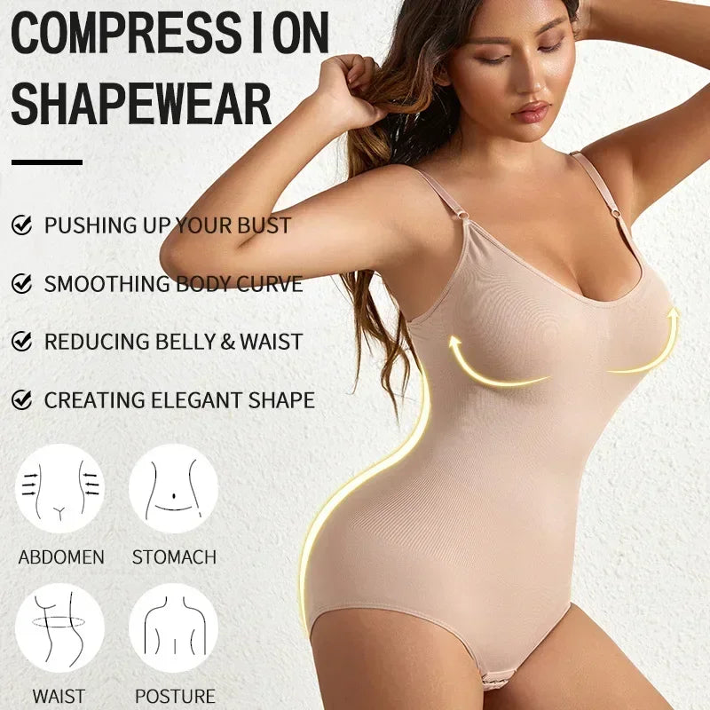 Solid Seamless Shaping Bodysuit for Tummy Control and Butt Lifting