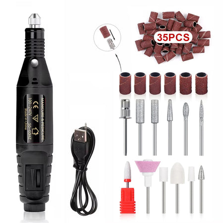 YIKOOLIN Portable Nail Sander Set &ndash; Strong Polishing Tools Black