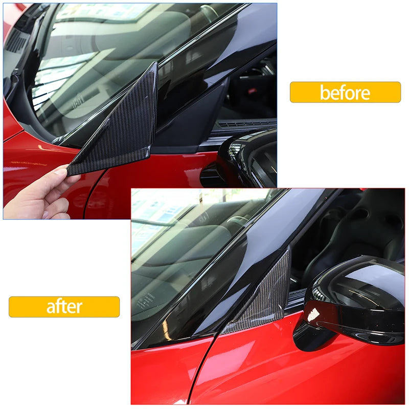 Autocolante Triângulo em Fibra de Carbono Real para Pilar A 2 Peças para GTR R35